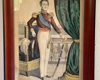 Antique Prince Albert Hand-Colored Etching.