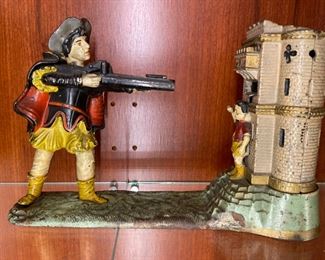 Antique William Tell Shooting At Apple Cast Metal Bank. Photo 1 of 2.