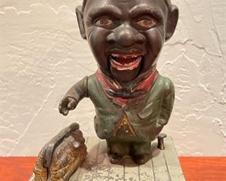 Antique Stump Speaker Cast Metal Bank. Photo 1 of 2.