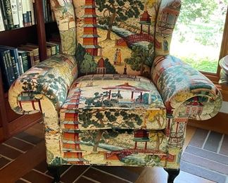 Modern Club / Wing Back Chair Upholstered in Cowtan & Tout Pagoda Rouge (Velvet). Measures 42" W x 36" D with 22" Seat Height. Photo 1 of 4.