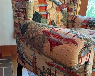 Modern Club / Wing Back Chair Upholstered in Cowtan & Tout Pagoda Rouge (Velvet). Measures 42" W x 36" D with 22" Seat Height. Photo 2 of 4.