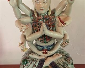 Vintage Porcelain Buddha Many Hands Figurine. Measures 12" H. Photo 1 of 2.