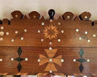 Antique Hall Tree With Marquetry & Ivory Inlay. Measures 35.5" W x 15" D x 80" H. Photo 2 of 4.