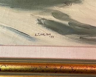 Untitle Ocean Painting, Oil on Board, Alphonse Joseph Shelton. Measures 41" W x 30" H. Signed By Artist. Photo 2 of 2.