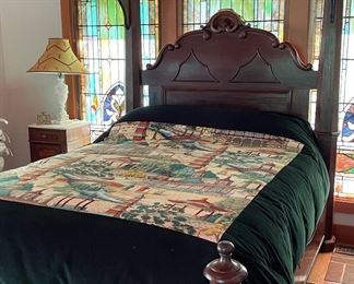 Antique Mahogany Queen Half Tester Bed. Measures 66" W x 95" H. Photo 1 of 4.