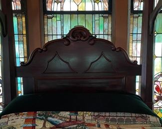 Antique Mahogany Queen Half Tester Bed. Measures 66" W x 95" H. Photo 3 of 4.