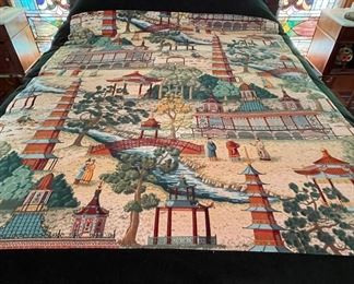 Custom Queen Cowtan & Tout Pagoda Rouge Duvet Cover.