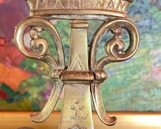 Brass Mantle Clock Inscribed "Marignan." Photo 3 of 6.