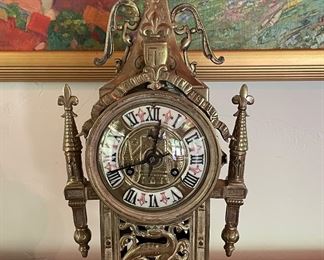 Brass Mantle Clock Inscribed "Marignan." Photo 1 of 6.