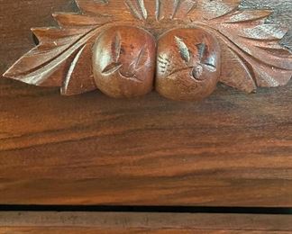 Antique Walnut 4-Drawer Chest of Drawers with Hand-Carved Acorn Drawer Pulls. Measures 42" W x 20" D x 38" H. Photo 3 of 5.