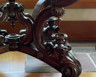 Antique Victorian Walnut and Marble Accent / Occasional Table. Measures 42" W x 30" D x 28.5" H. Photo 4 of 6.