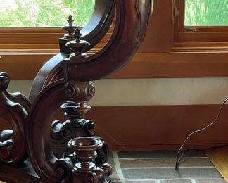 Antique Victorian Walnut and Marble Accent / Occasional Table. Measures 42" W x 30" D x 28.5" H. Photo 5 of 6.