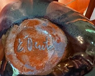 Glazed Ceramic Nut Dish Signed By Artist. Photo 2 of 2.