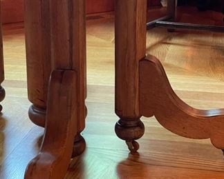 Oak Pedestal Dining Table. Measures 44" W x 60" L With Leaf x 30" H. Photo 4 of 6.