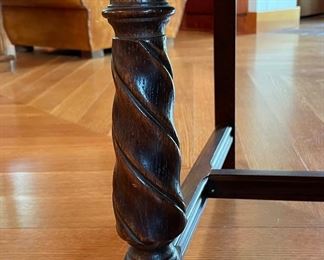 Set of 6 Victorian Gothic Revival Dining Chairs with Floral Tapestry-Style Upholstered Seats (2 Arm Chairs). Each Measures 26" W with 20" Seat Height. Photo 5 of 5.