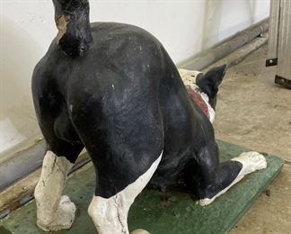 Painted Concrete Bull Dog Garden Statue. Needs Repair. Photo 2 of 2.