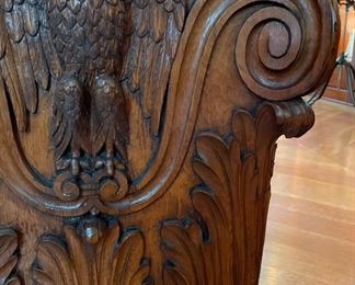 Federal-Style Column Cap Turned Side Table With Marble Top. Measures 20" x 23" H. Photo 3 of 3.