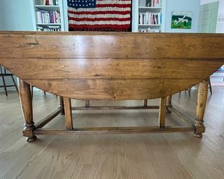 Antique Drop Leaf Farm Table. Measures 72" L x 60" W x 29" H. Width When Sides Are Dropped: 28" W. Photo 4 of 7.