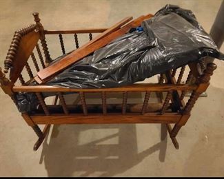 Hand-Carved Jenny Lind Style Cradle - 2 Available.