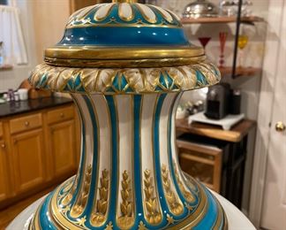 Antique Porcelain Vase Signed P. Hartwig. She and her mate were displayed at the 1878 Paris Universal Exposition. Measures 35" H x 14" W. The pair were separated. The other turned up at Christie's Auction House 8 years ago and sold for $22,500. Photo 2 of 5.