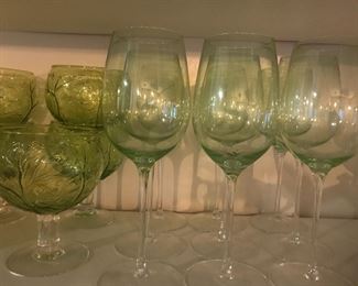 Fine crystal wine glasses pale green from Williams-Sonoma normally $50 each only $10