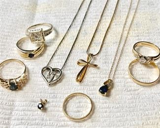 01 14k 10k Gold Rings  Necklaces  Diamond, Amethyst,  Sapphire Gemstones