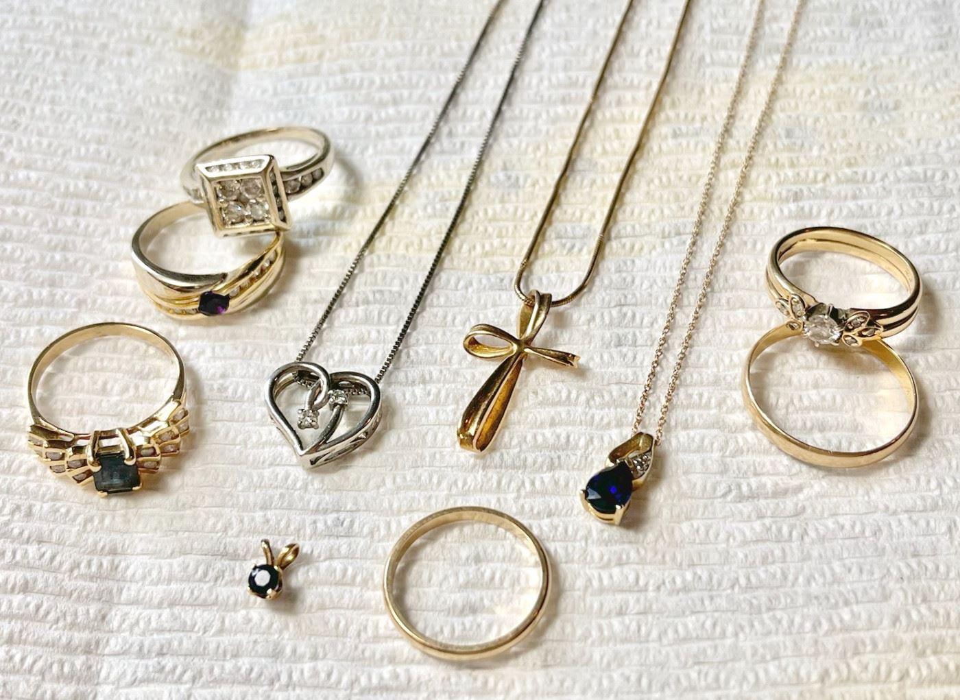 01 14k 10k Gold Rings  Necklaces  Diamond, Amethyst,  Sapphire Gemstones