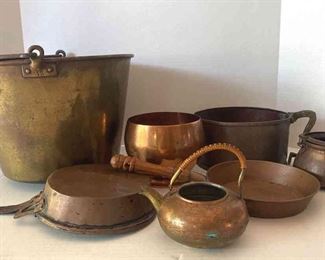 Brass Copper Pots, Copper Pans,  Copper Teapot