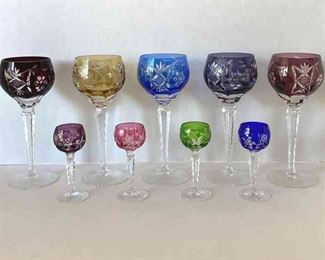 Marsala Wine Glasses Cut to Clear Crystal 5 Wine Glasses 4 Shot Glasses