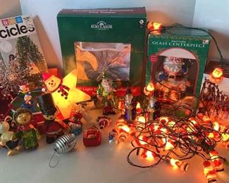Vintage Christmas Kurt Adler Tree Topper, Santa Blow Mold Lights 2, Peanuts Carousel,  More