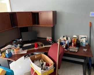 desk and chair and office suplies