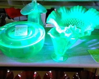 Black light shows uranium glow