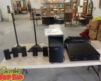 Boss Speakers, Stands and Sony Multi Disc Player with Remotes