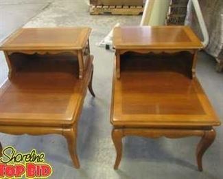 Ca. 1965 Pair of Cherry Step Side Tables