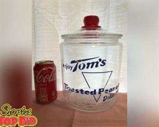 Vintage Toms Toasted Peanuts Store Display Jar
