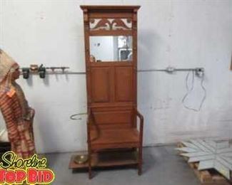 Antique Hall Tree with Umbrella Holder
