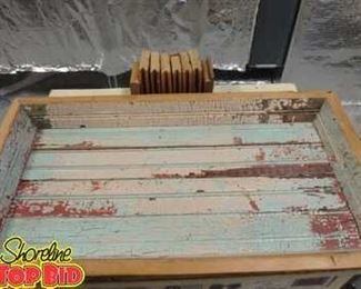 purchased from the art fair custom made tray shabby chic painting metal handles one of a kind