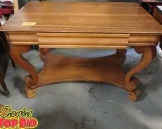 Antique Tiger Oak Library Table Server Desk
