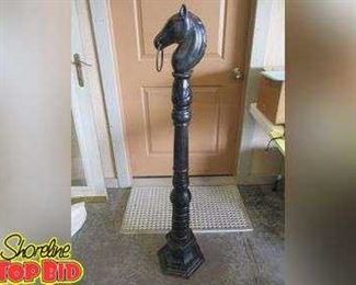Very Heavy Vintage Cast Iron Horse Head Hitching Post