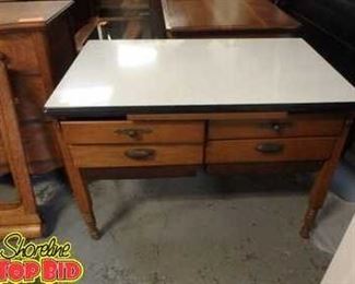 Antique Bakers Table, Enamel Top, Great Condition
