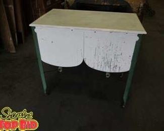 Antique Ideal Galvanized Double Tub with Cover on Casters