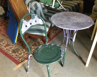 Kids metal patio table and chair