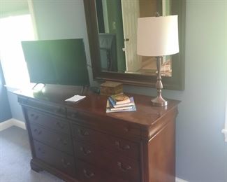 DRESSER AND LOVELY BEVELED MIRROR