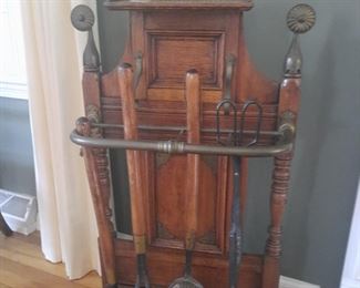 HAND CARVED FIREPLACE TOOL STAND