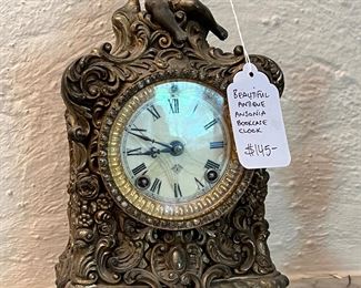 Superb antique French clock with Limoges inset panels