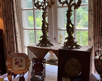 Spectacular pair of five arm candelabra