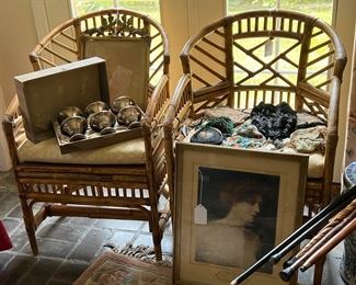 Pair of lovely vintage bamboo chairs