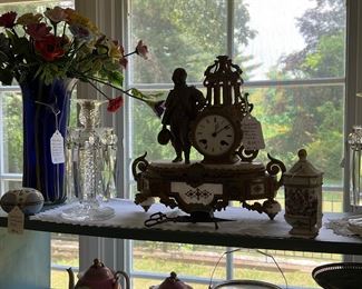 Handsome, antique French figural clock