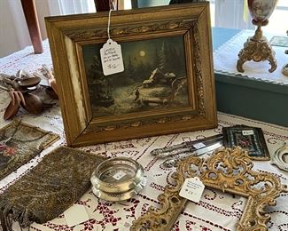 Lovely antique oil on board artist signed