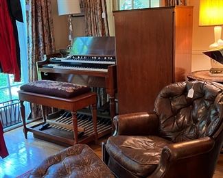 Leather chair and ottoman